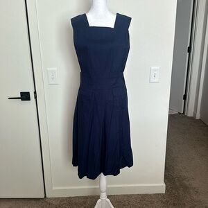 Navy blue 1940s style jumper dress
